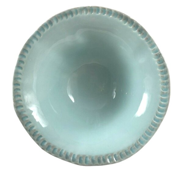 2 Mano Aqua Crate and Barrel Soup Salad Bowls Pie Crust Edge Made in Italy - Picture 3 of 9